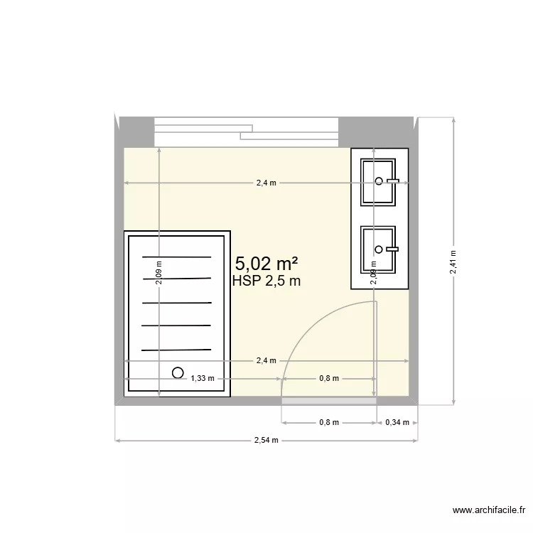 Salle bain. Plan de 1 et 5 m² Salle bain. Plan de 1 et 5 m²