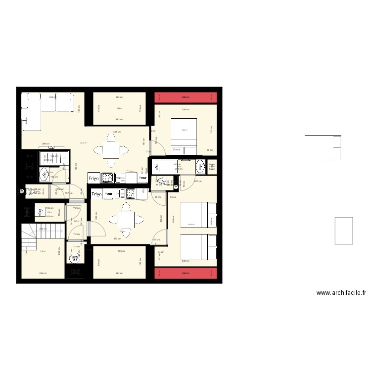 renaison 2. Plan de 20 pièces et 96 m2