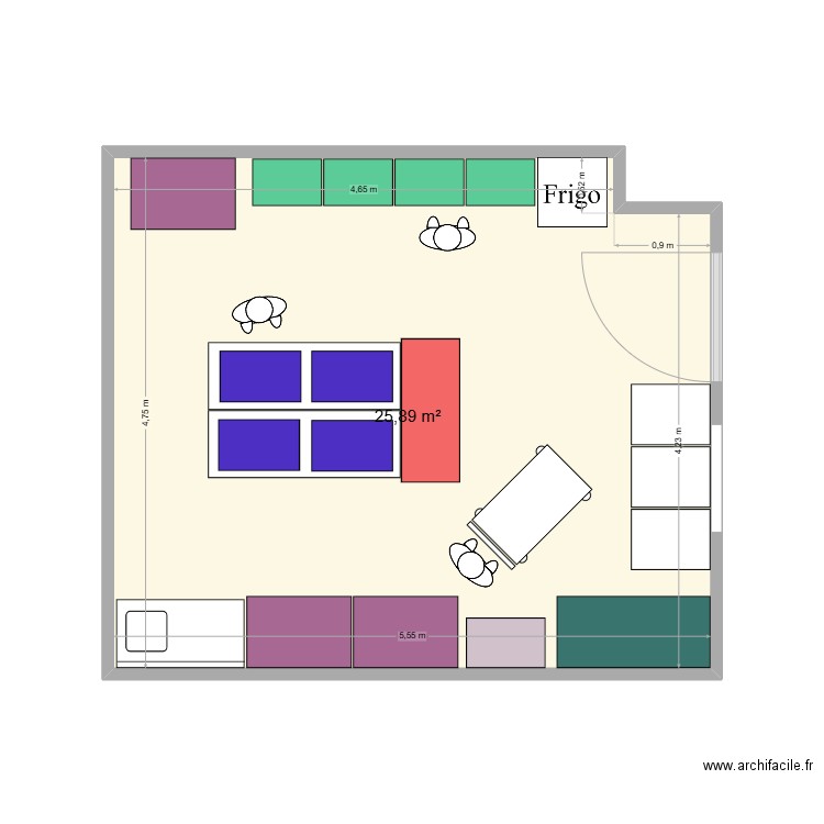Salle soins Onc-MID. Plan de 1 pièce et 26 m2