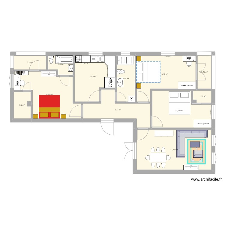 f4 110m habitable - Plan 11 pièces 110 m2 dessiné par moumenefoxx