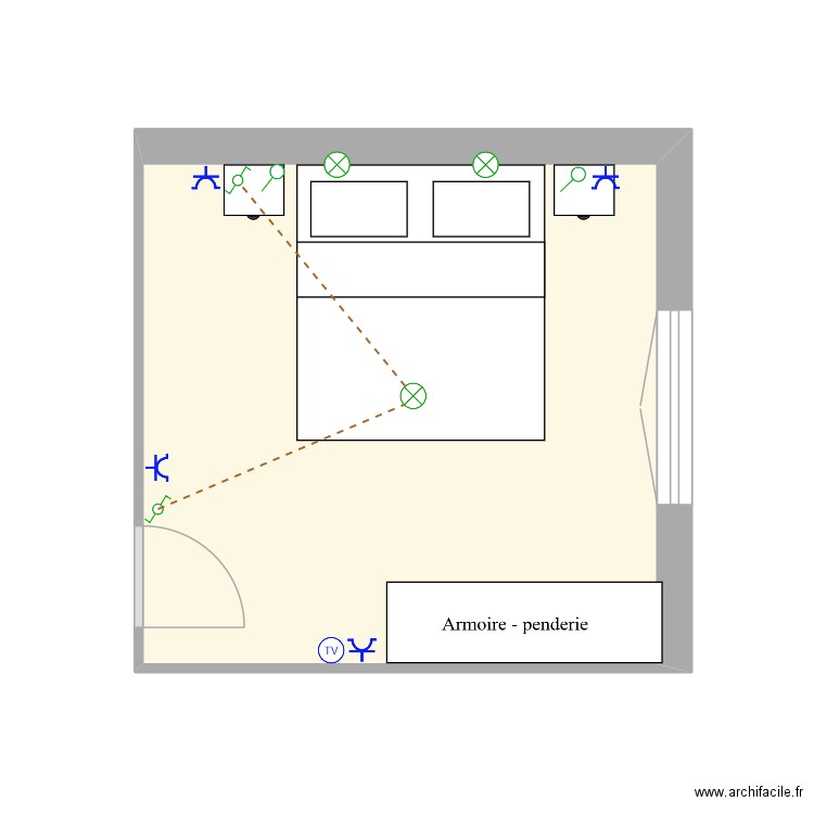 Activiter3chambre. Plan de 1 pièce et 13 m2