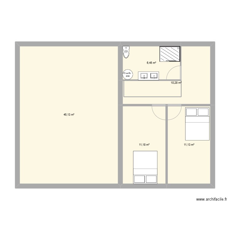 etage. Plan de 5 pièces et 84 m2