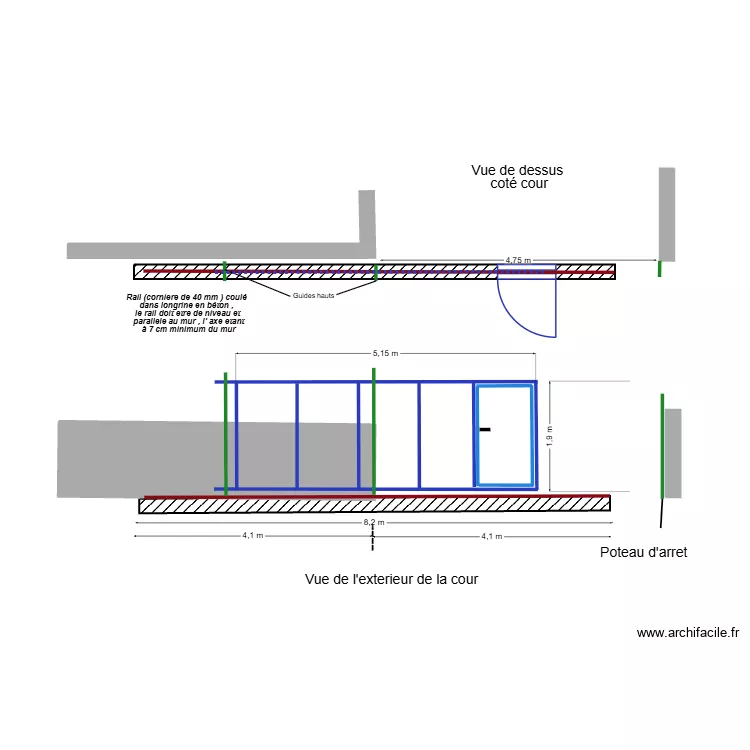 coulissant gauche ext  ma&ccedil;o 4m75. Plan de 