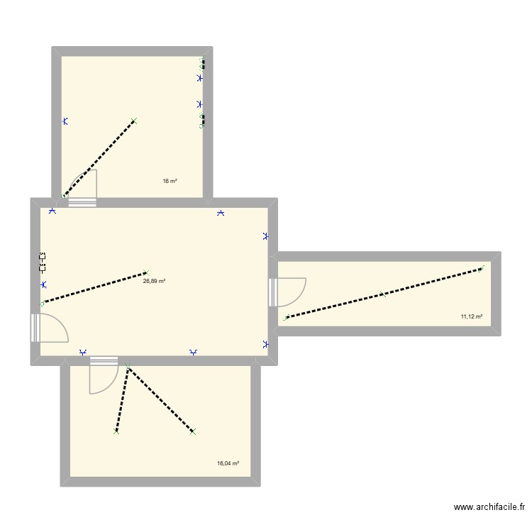 shema architectural. Plan de 4 pièces et 70 m2