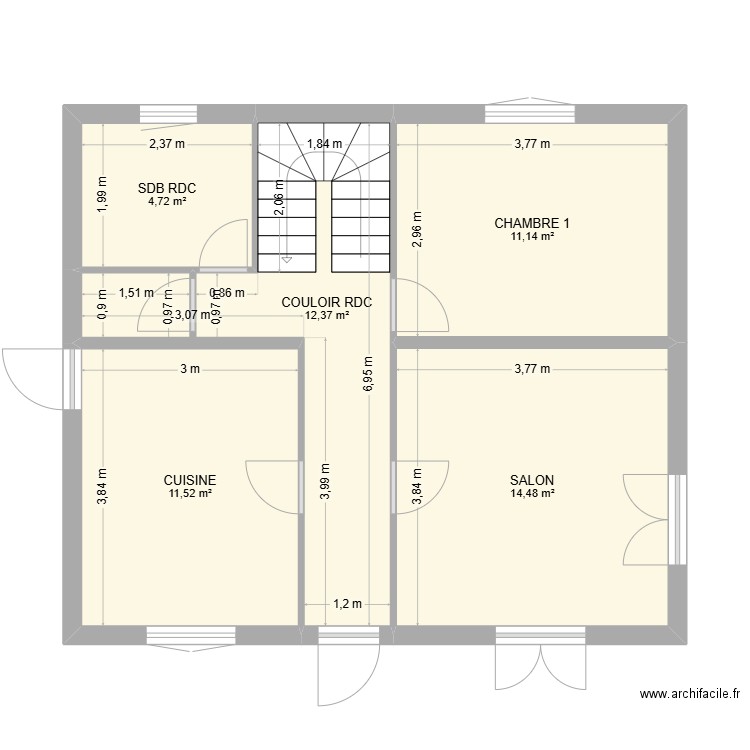 Maison Lamballe_RDC - new PF. Plan de 5 pièces et 54 m2