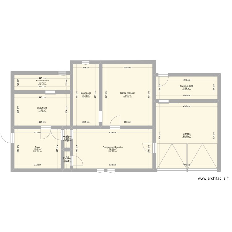 plan MUTABERA sous sol. Plan de 10 pièces et 115 m2