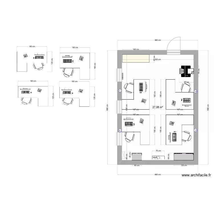 bureau exp&eacute;. Plan de 