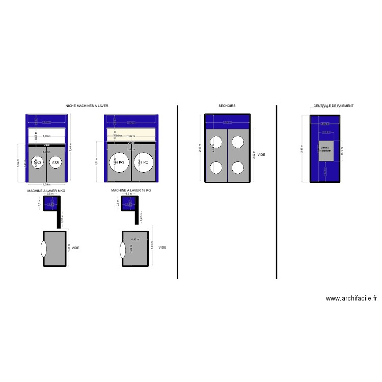NICHE MAL. Plan de 12 pièces et 17 m2