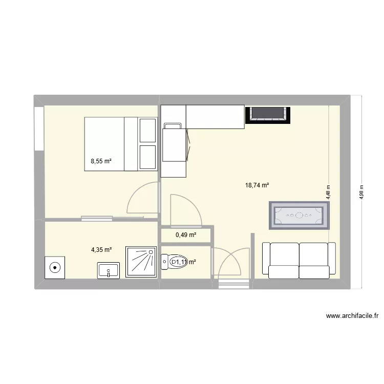 43 Anatole. Plan de 5 pièces et 33 m²