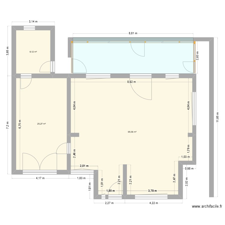 Plan maison Vlezenbeek. Plan de 3 pièces et 104 m2
