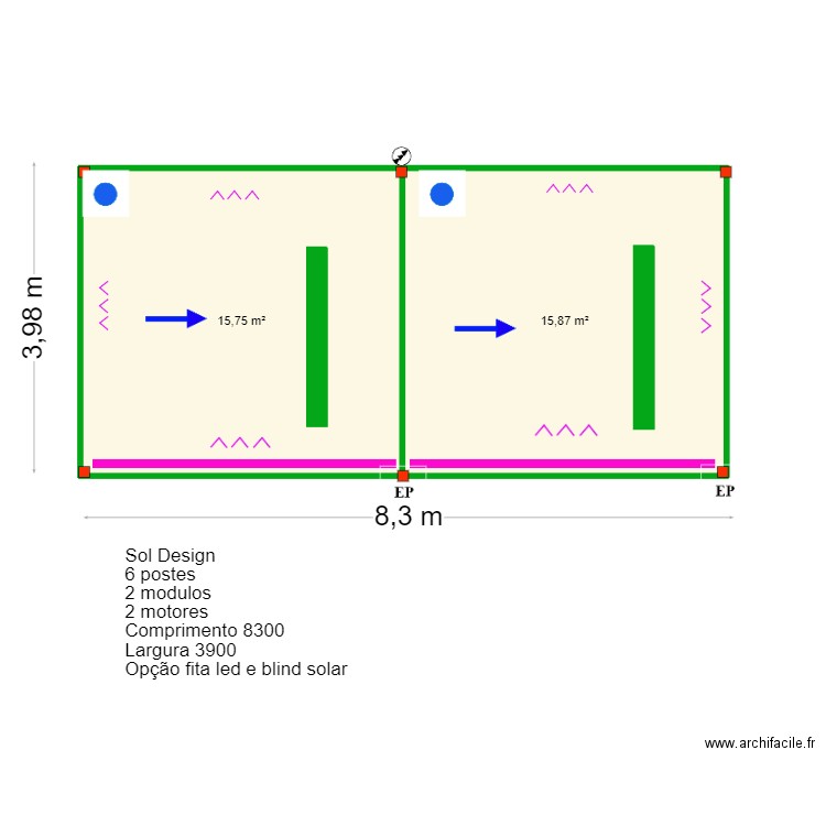 José Manuel- Monte Gordo. Plan de 2 pièces et 32 m2