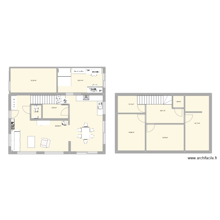 RDC maison. Plan de 11 pièces et 130 m2
