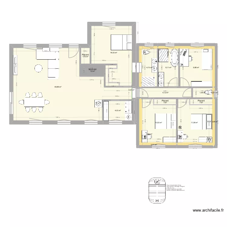 PLAN AVEC MESURES REELLES SUR PLACE. Plan de 
