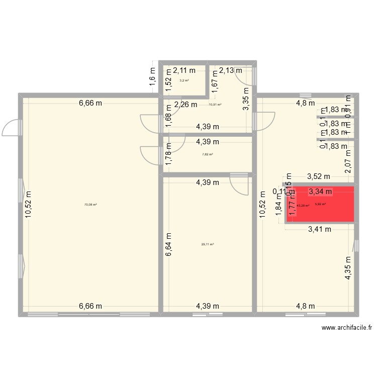 Projet salle/spa. Plan de 7 pièces et 170 m2
