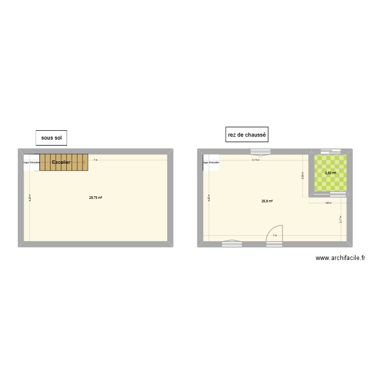 maison interessante. Plan de 3 pièces et 59 m2