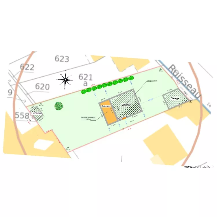 Plan de Masse extension V02. Plan de 5 Pièces et 213 m² Plan de Masse extension V02. Plan de 5 Pièces et 213 m²
