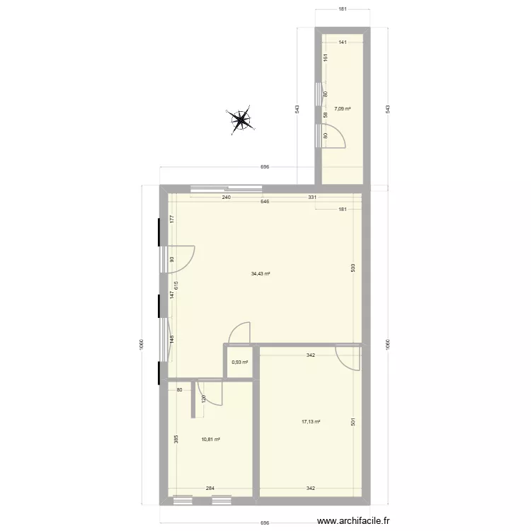 Plan Final d&eacute;pendance. Plan de 5 pièces et 70 m²