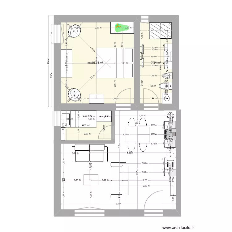 Loc. Plan de 3  et 28 m²