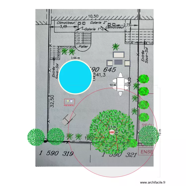 cour piscine 4250 Joliette. Plan de 