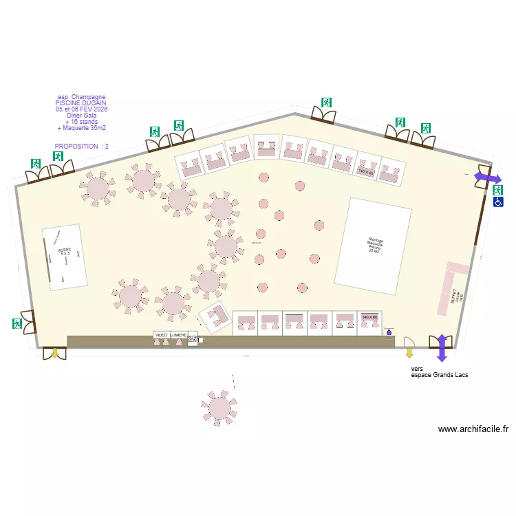 espace champagne PISCINE DUGAIN 05 et 06 FEV 2026 PROP 2 Gala. Plan de 1 et 584 m² espace champagne PISCINE DUGAIN 05 et 06 FEV 2026 PROP 2 Gala. Plan de 1 et 584 m²