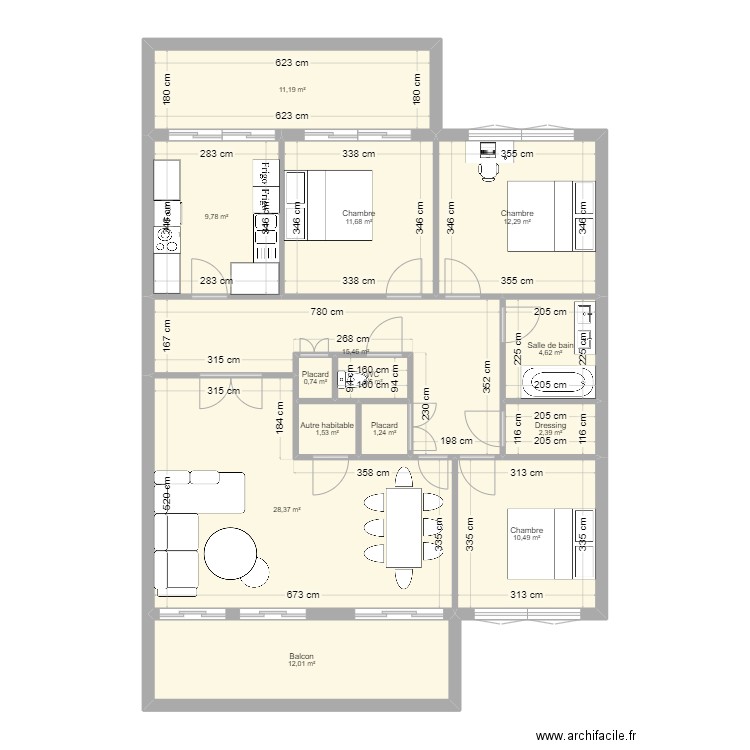 Appart Aubépine . Plan de 0 pièce et 0 m2