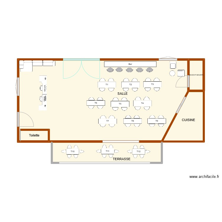 RESTO. Plan de 5 pièces et 50 m2
