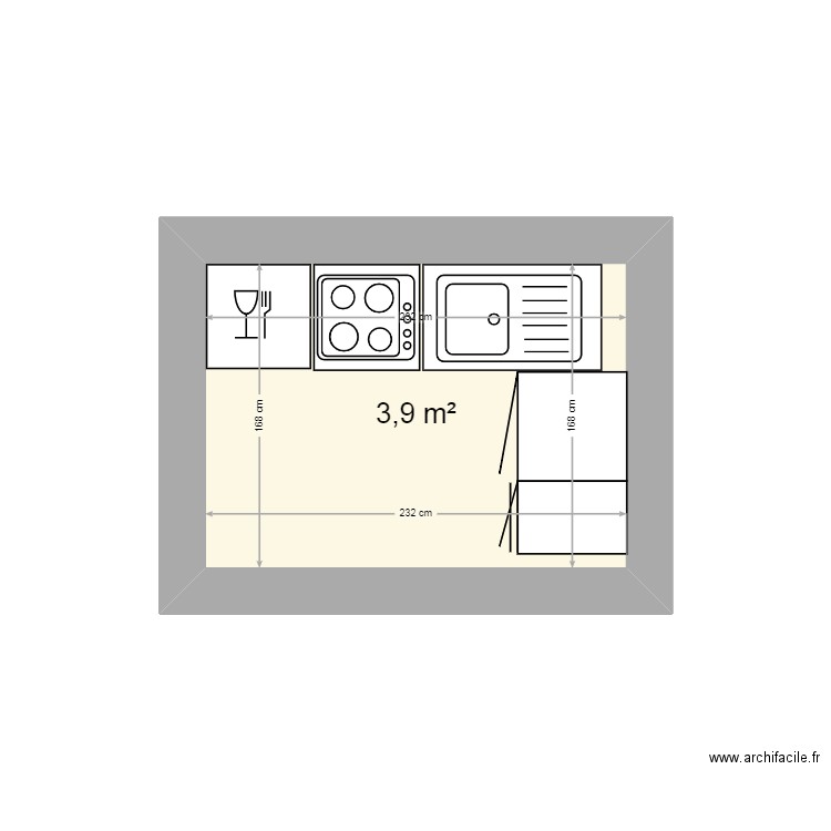 CUISINE MOYENMOUTIER. Plan de 1 pièce et 4 m2