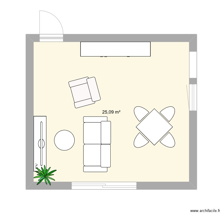 Coste belle. Plan de 1 pièce et 25 m2