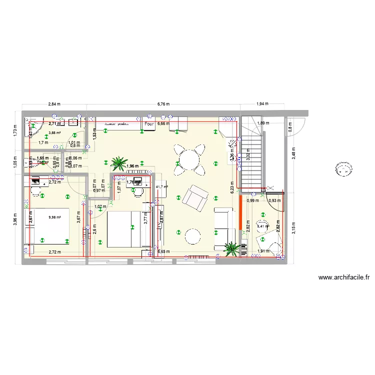 APPARTEMENT 1ER ETAGE SALLES PAROISSIALES electricit&eacute;. Plan de 