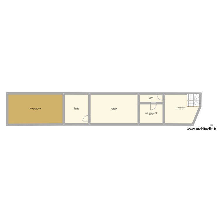 1ER ETAGE MAISON. Plan de 6 pièces et 99 m2