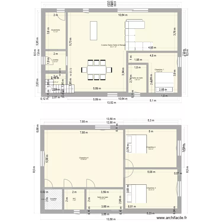Chalet plan 2. Plan de 13 et 190 m² Chalet plan 2. Plan de 13 et 190 m²