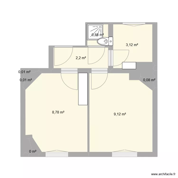 Barbes. Plan de 9 et 24 m² Barbes. Plan de 9 et 24 m²