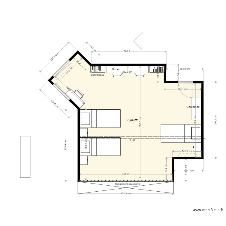 projet 1. Plan de 1 pièce et 32 m2