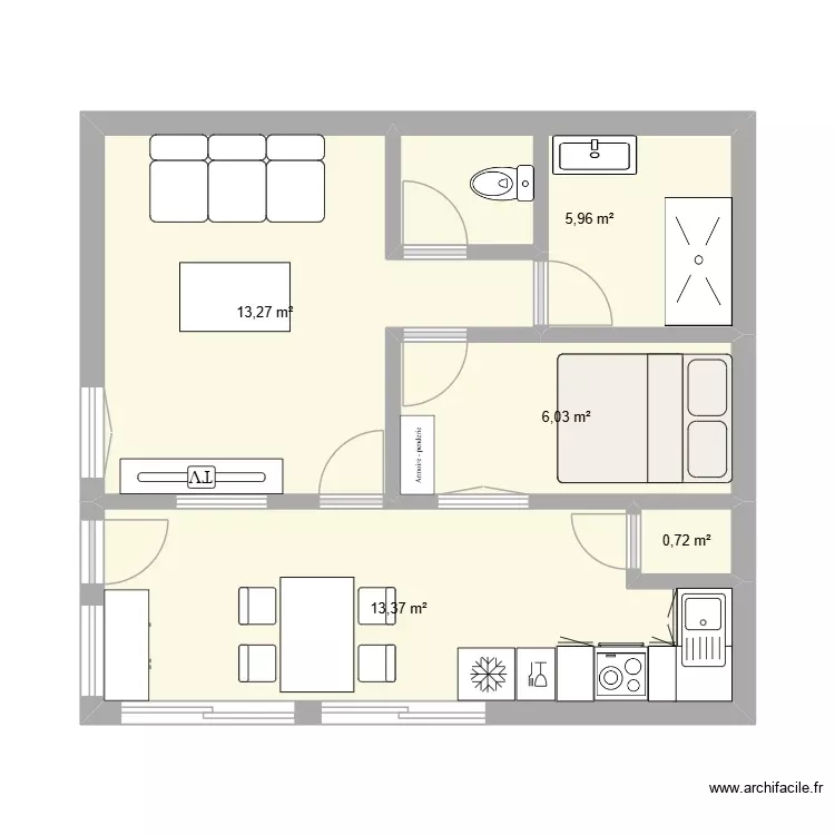 LA ROCHE5. Plan de 5 Pièces et 39 m²
