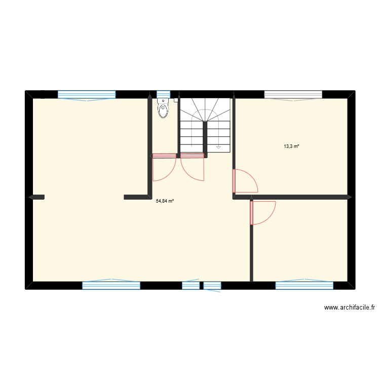 1er ETAGE MAISON MANU. Plan de 2 pièces et 68 m2