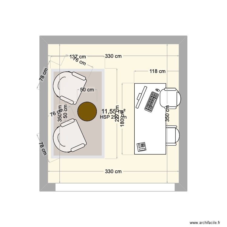 Beauchamp Mougins. Plan de 1 pièce et 12 m2