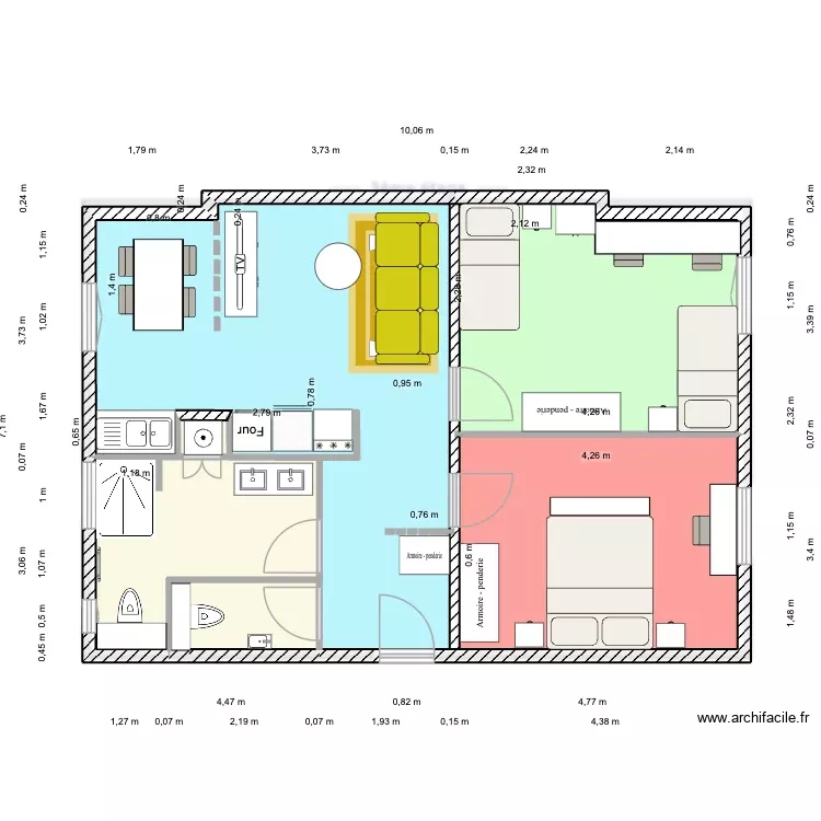 sevres 2bis. Plan de 5 Pièces et 61 m²