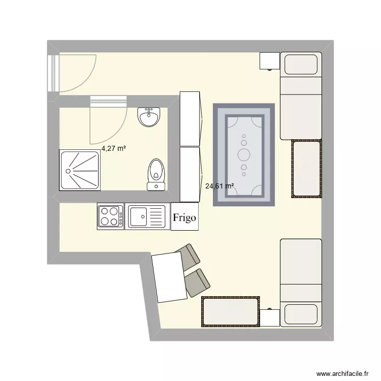 Bâtiment B 3ème étage droite. Plan de 2 Pièces et 29 m² Bâtiment B 3ème étage droite. Plan de 2 Pièces et 29 m²