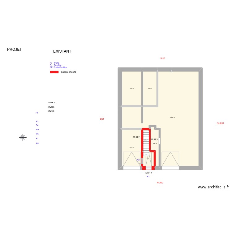 CHOUIAH_ Existant. Plan de 13 pièces et 273 m2