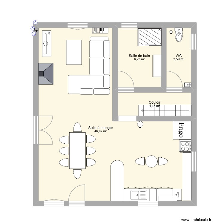 future maison. Plan de 4 pièces et 60 m2