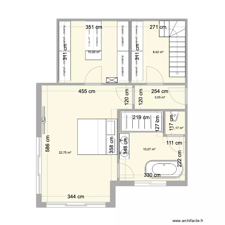 Chambre Master bis. Plan de 