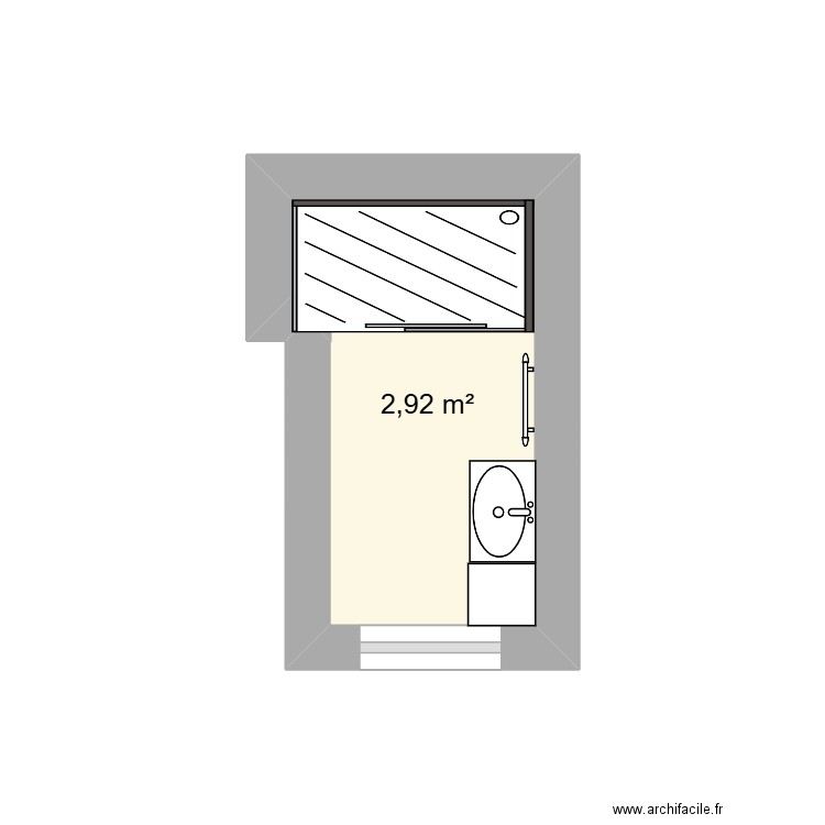 Salle de douche. Plan de 1 pièce et 3 m2