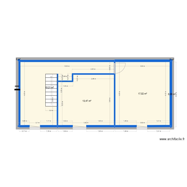 Atelier Etage. Plan de 6 pièces et 46 m2