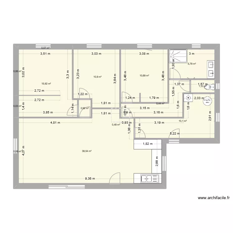 lkj. Plan de 14  et 100 m²