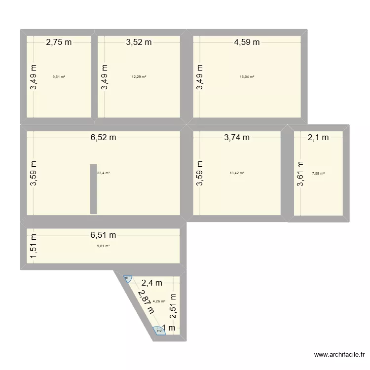 missiri. Plan de 8  et 96 m²
