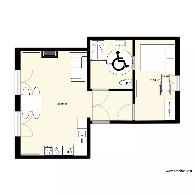 Ergo (TD aménagement PMR). Plan de 3 et 44 m² Ergo (TD aménagement PMR). Plan de 3 et 44 m²