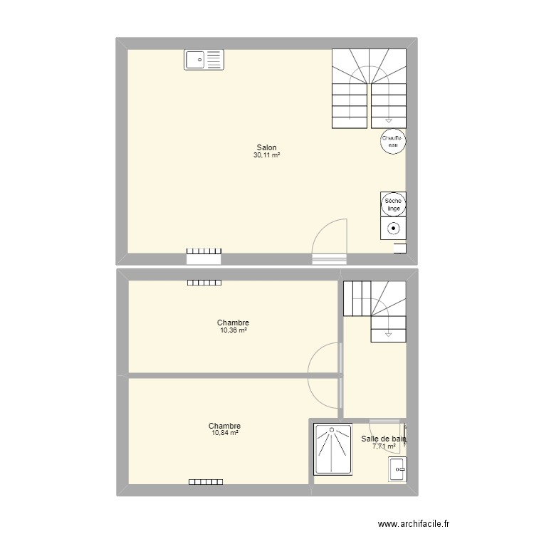RICHARD. Plan de 4 pièces et 59 m2