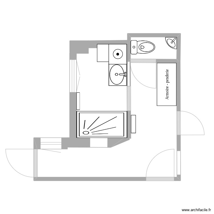 Entr&eacute;e salle de bain Manue et Robbi. Plan de 0 pièce et 0 m2