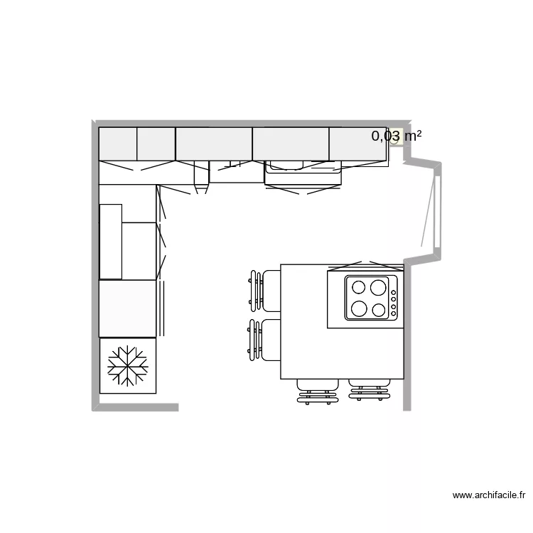 Entr&eacute;e salle de bain Manue et Robbi. Plan de 1  et 0 m²