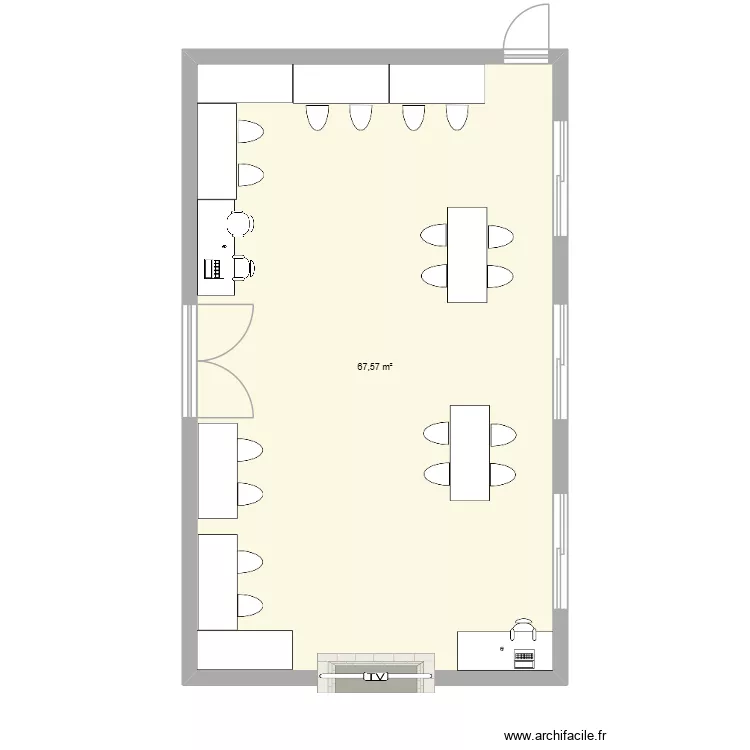 Salle Risset. Plan de 1 pièce et 68 m²